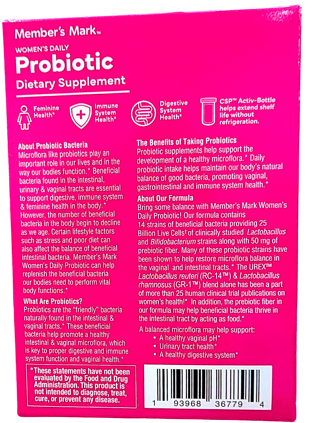 Member’s Mark Women’s Daily Probiotic Capsules 90 Count EXP 09/2026