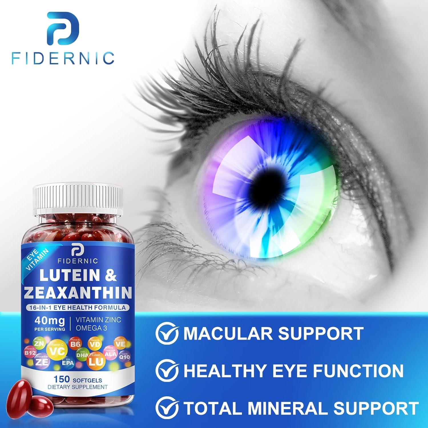 Lutein and Zeaxanthin Supplement – Eye Vitamins, 40 Mg Lutein & 8 Mg Zeaxanthin