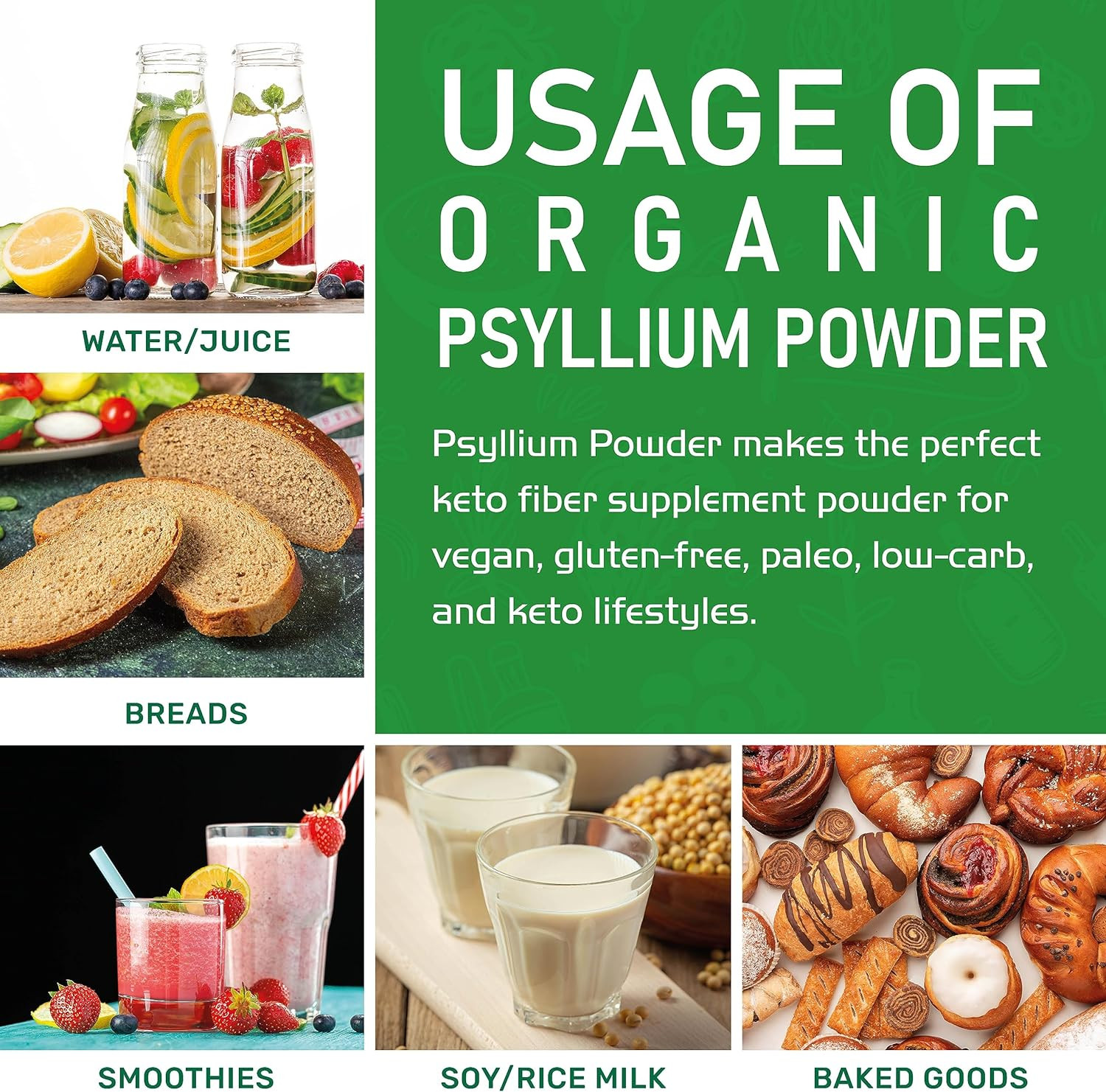 Psyllium Husk Powder 1.75 LB Bulk Bag – Easy Mixing Fiber, Unflavored, Fine Grou
