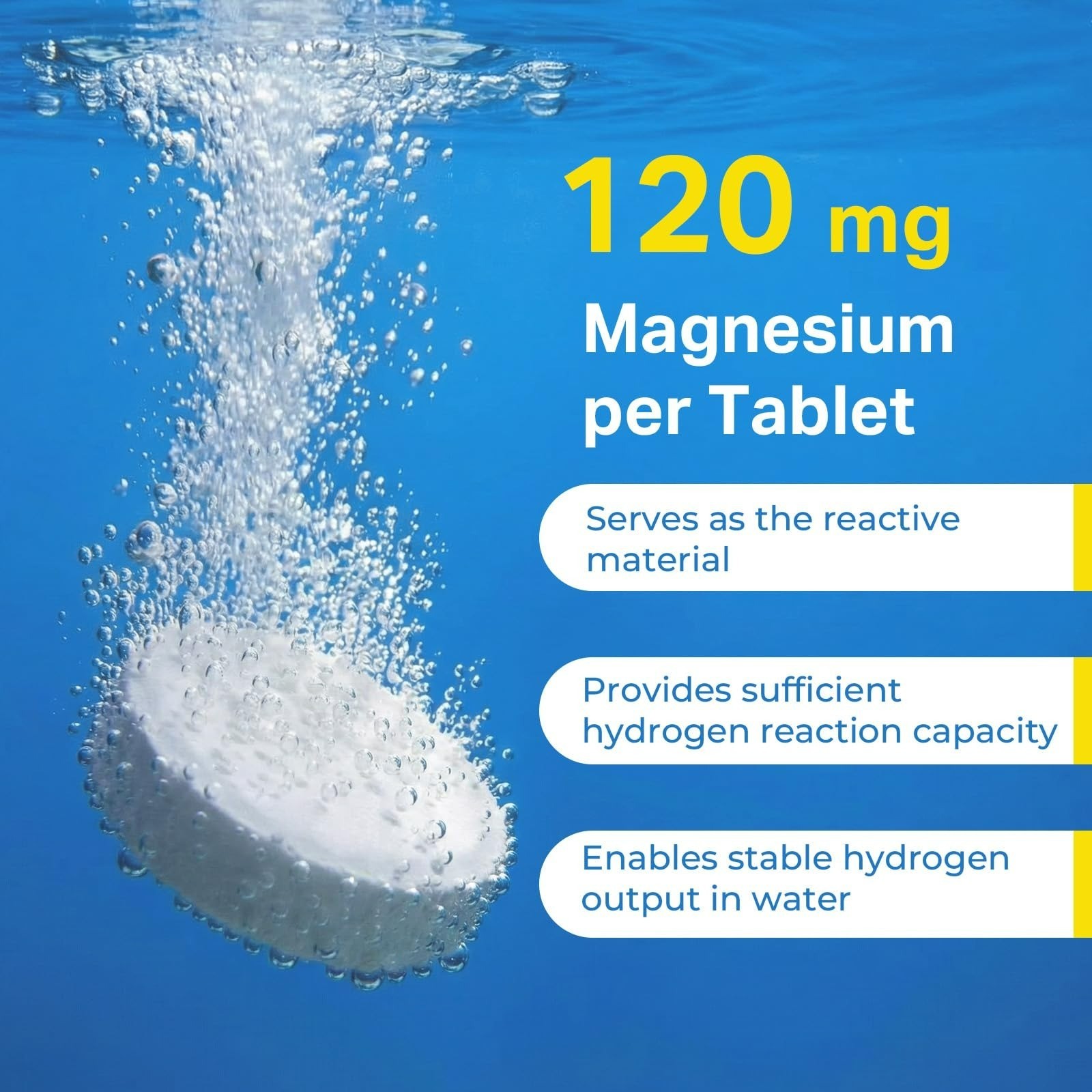 Proriginal Hydrogen Water Tablets – 120mg Magnesium – 60 Count – Lemon Flavor