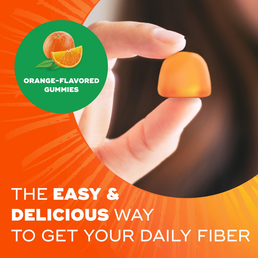 Metamucil Fiber Supplement No Sugar Added Gummies – Orange -5g Fiber Per Serving