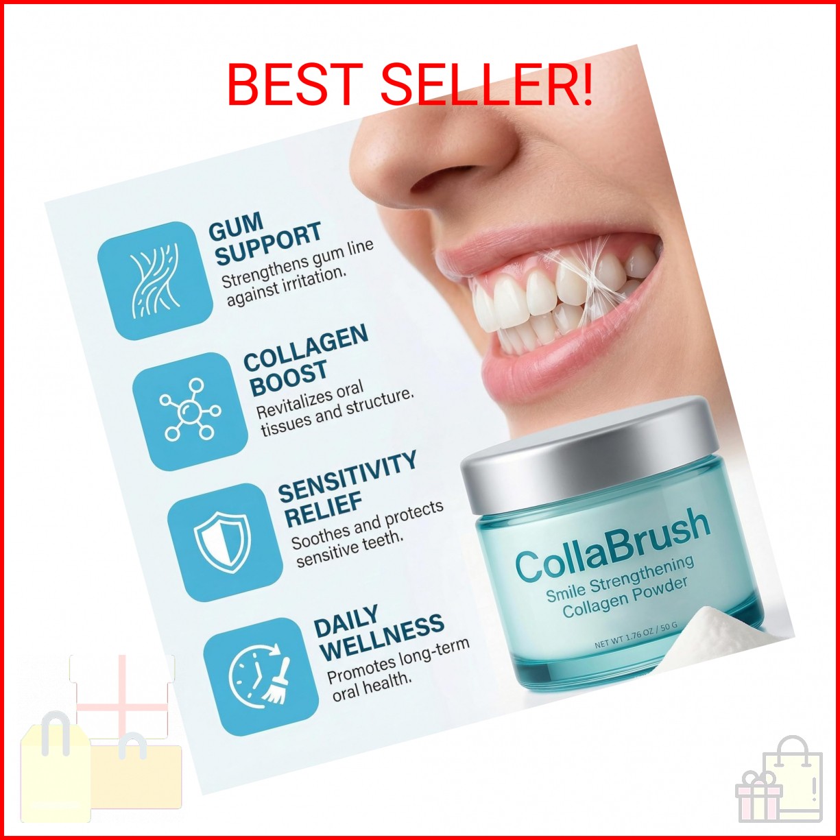 Collagum Smile Strengthening Collagen Powder, Collagen Tooth – Hydroxyapatite To