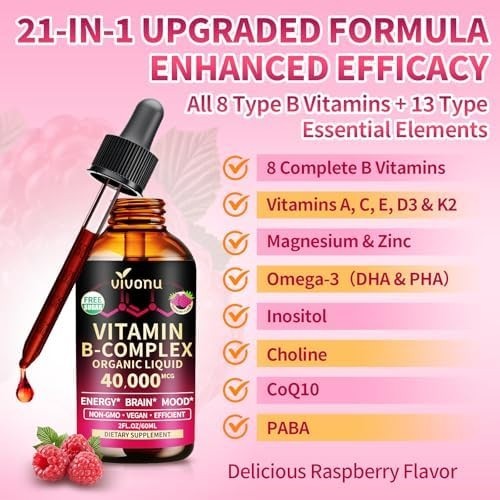 Vitamin B Complex Liquid Drops, Methylated Vitamin B12 , B1, B6, B3, B5,