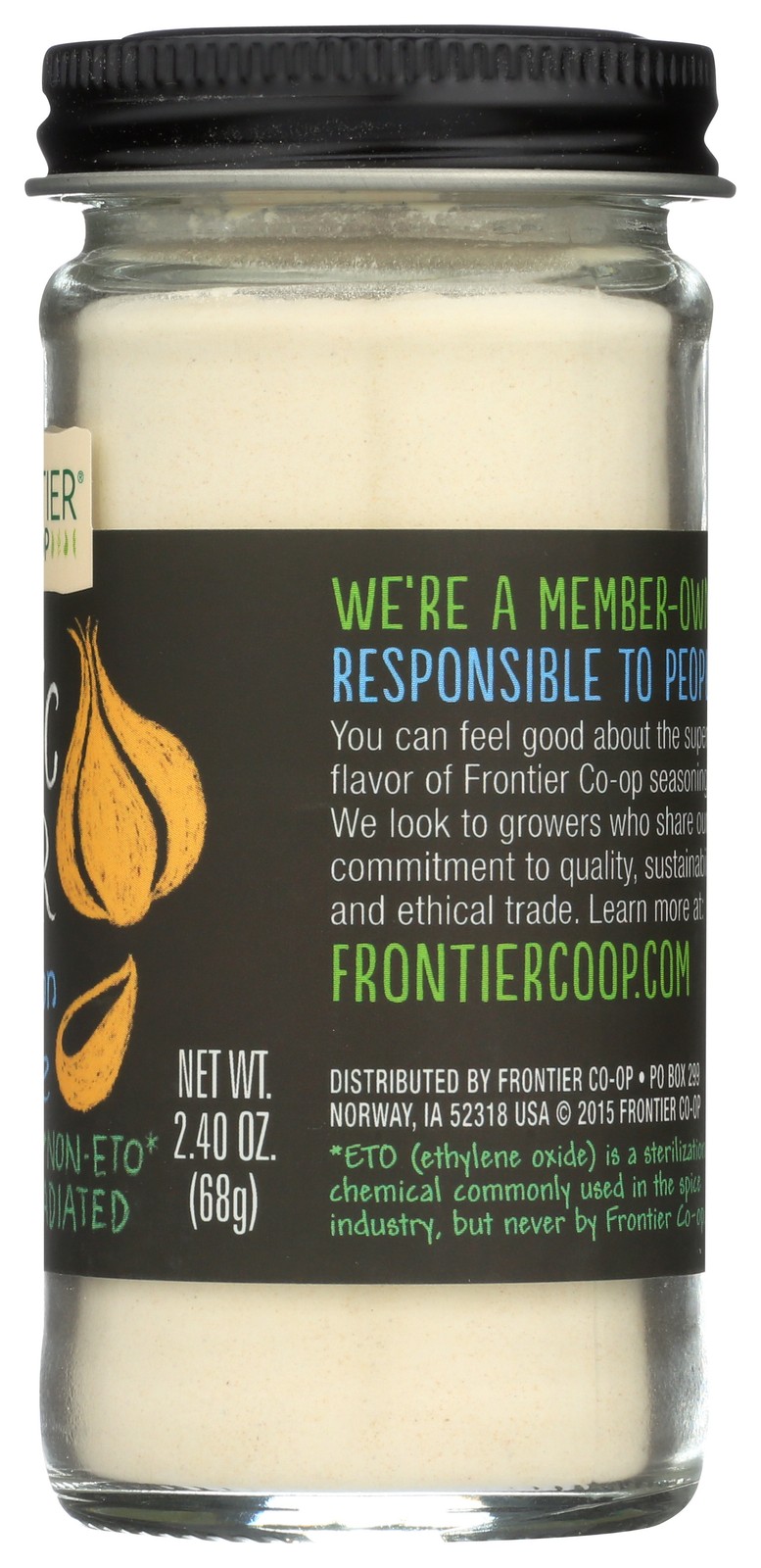 Frontier -Op Garlic Powder Co-Op 2.4 Oz Jar Spice 1 Pack