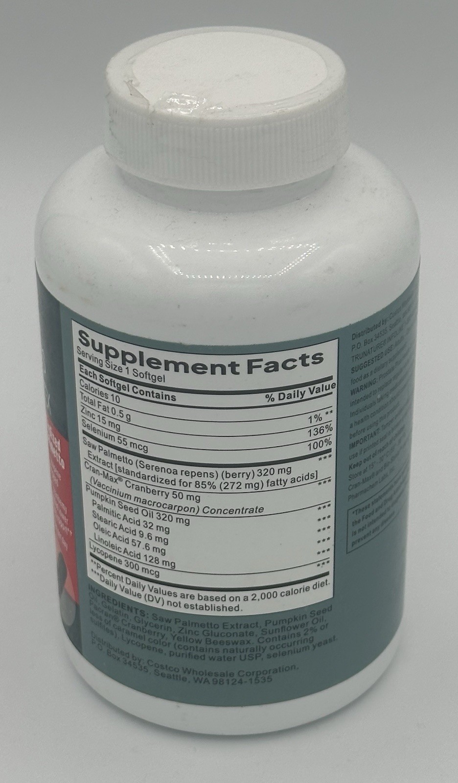 NEW Trunature Prostate Plus Health Complex 250 Softgels Saw Palmetto EXP: 3/28