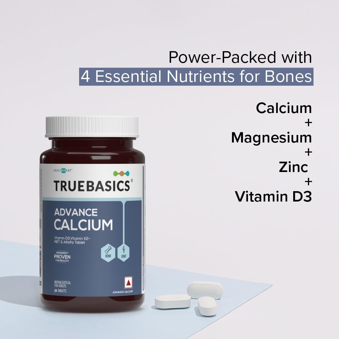TrueBasics Calcium 90 Tabs Pack of 5 D3 K2 Bone Support