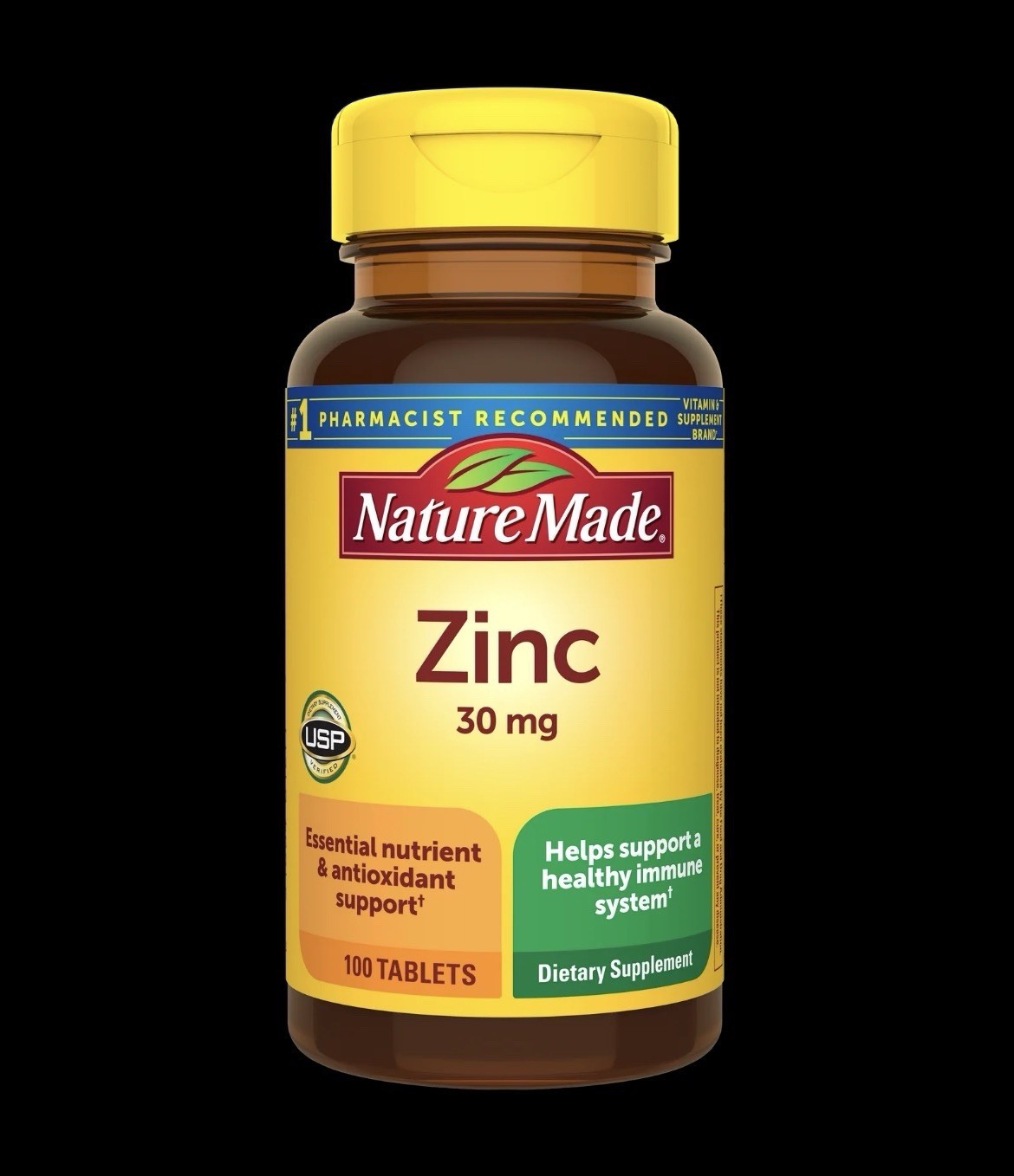 Nature Made Zinc 30mg Tablets 100 Count Immune Support Dietary Supplement USP
