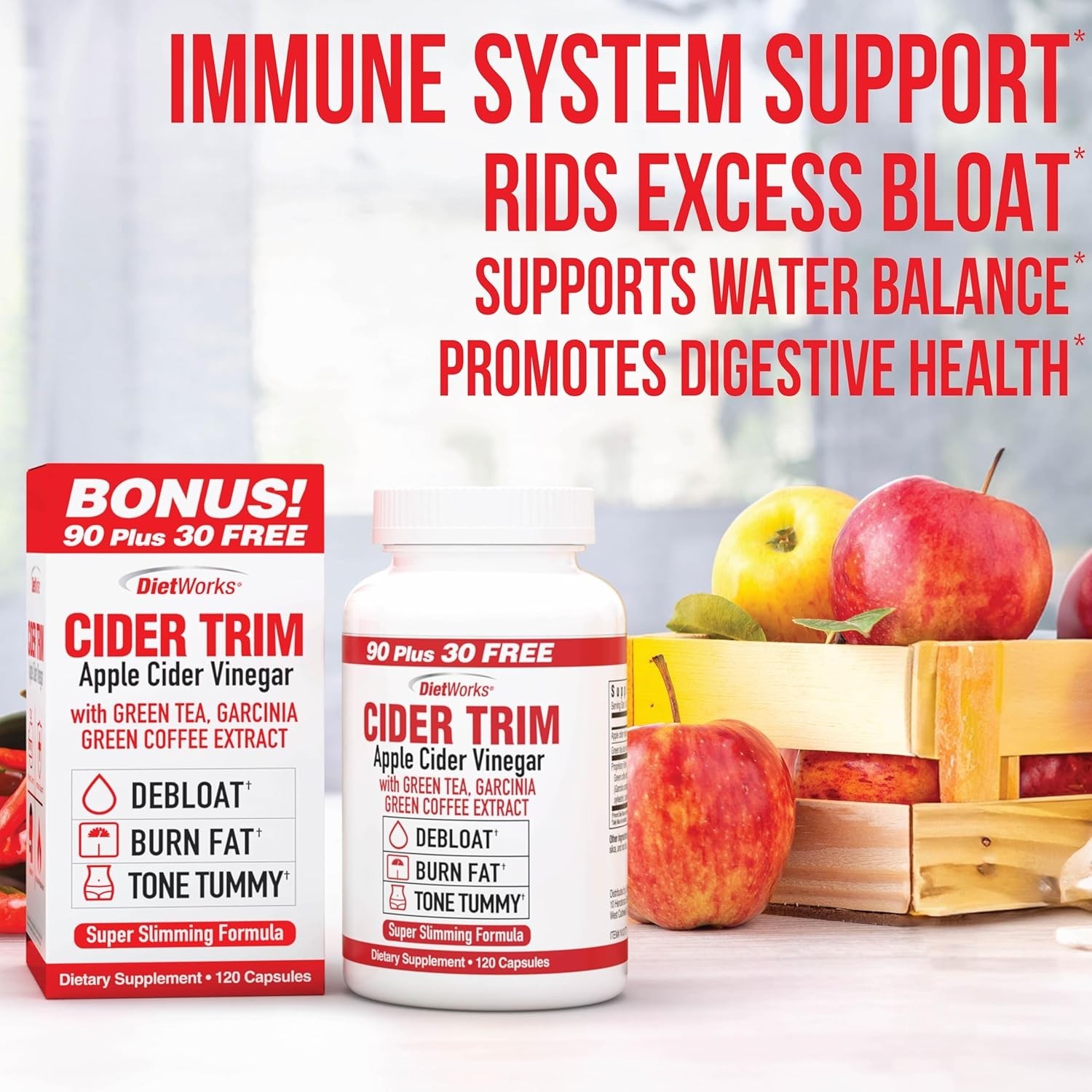 Dietworks Apple Cider Vinegar Capsules – Ginger Cayenne 120 Caps *EXP: 06/2028*