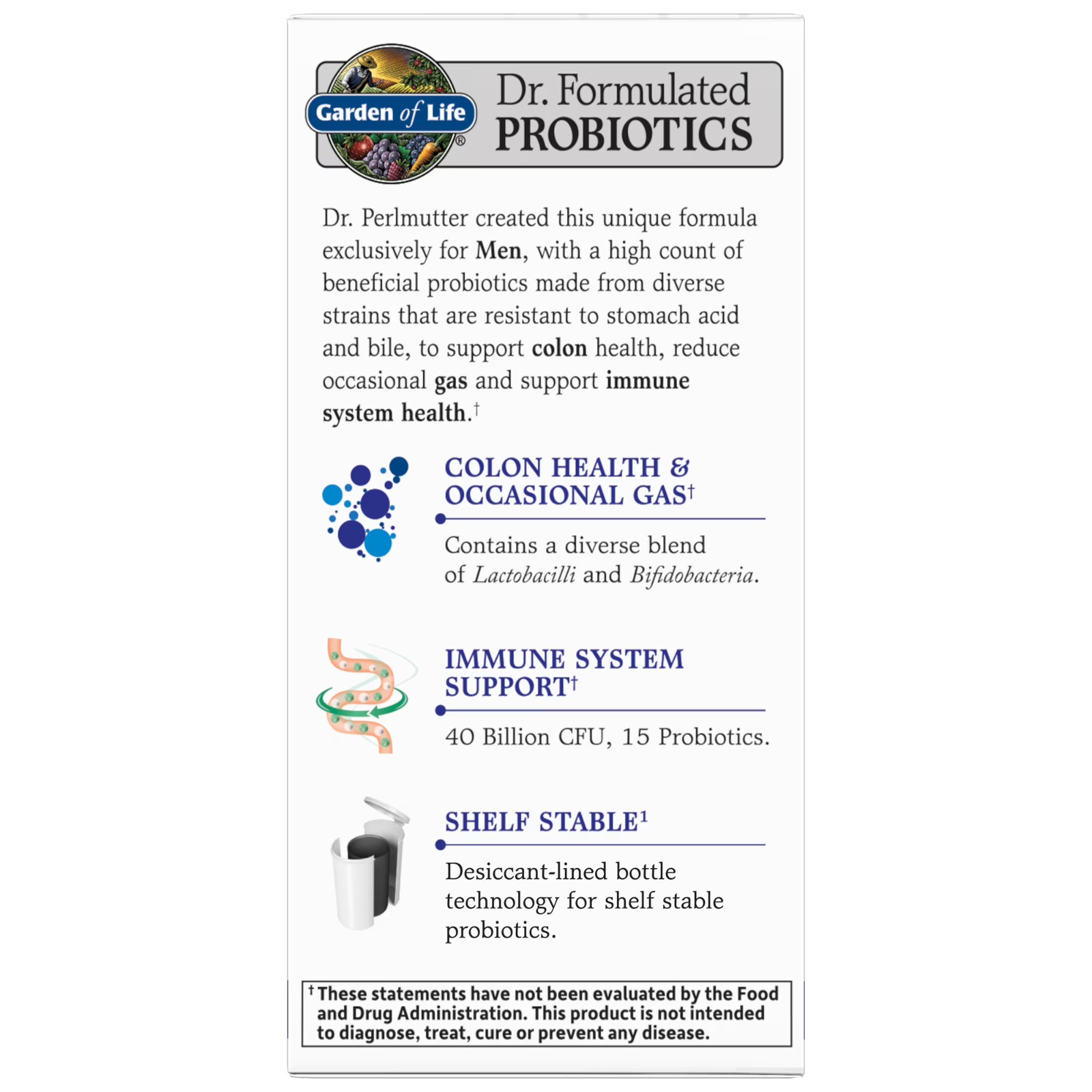 Pack 3 Garden of Life Dr. Formulated Men’s Probiotics, 40 Billion CFU, 08/2026