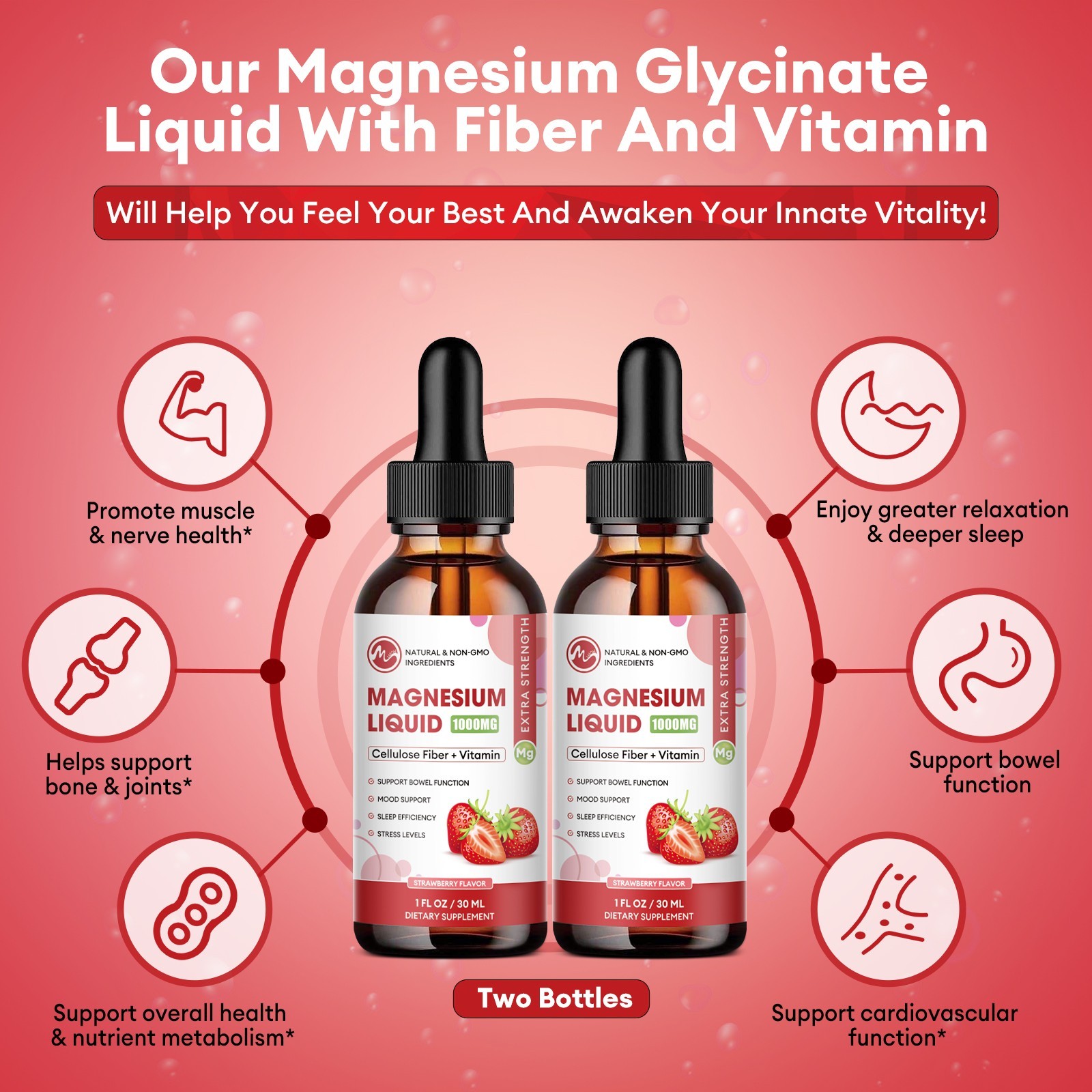 Magnesium Liquid Drops, Magnesium Glycinate,Improve Sleep,Anxiety Relief 60ml