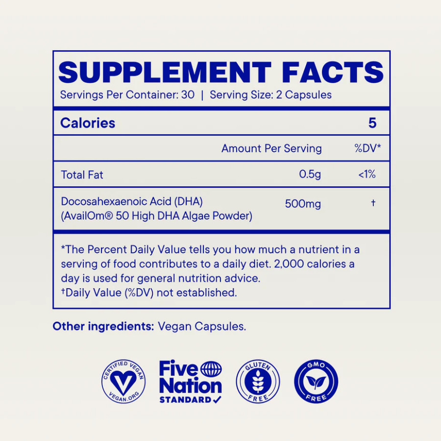 Ora Organic Head & Heart – DHA Omega-3 from Algae for Brain, Eye, Heart 60 Ct