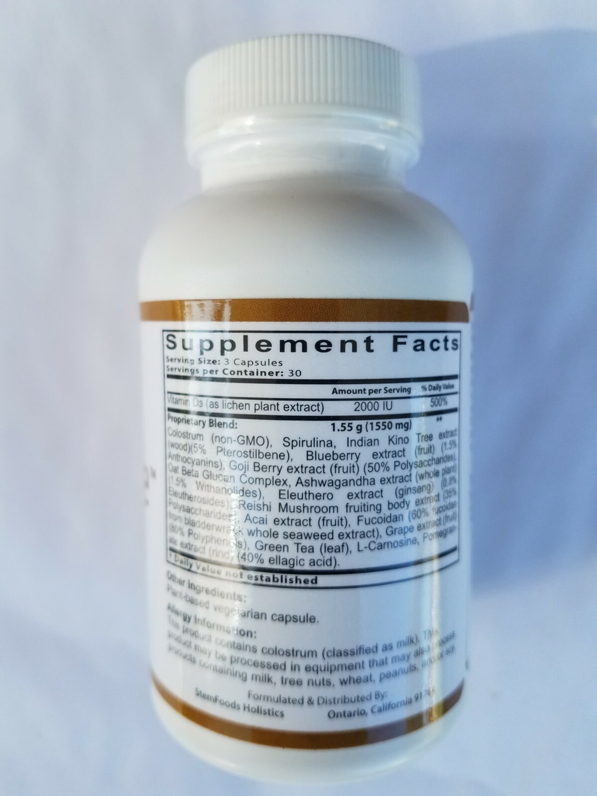 StemAlive Stem Foods Holistics Celulas Madre 90 cap. Exp 03/2027 New & Fresh