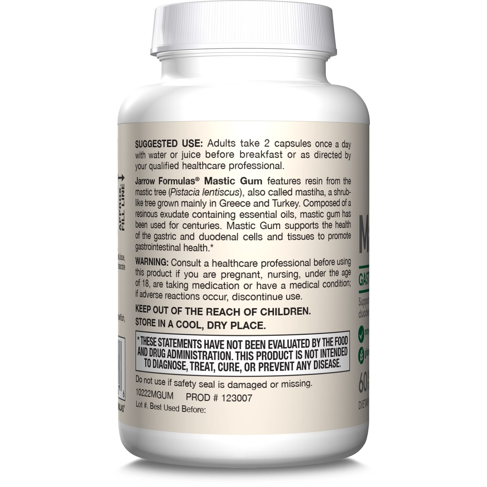 Jarrow Formulas Mastic Gum 1000 mg – 60 Veggie 60 Count (Pack of 1), White