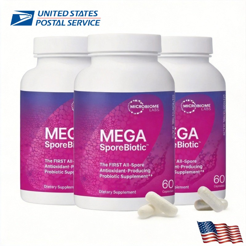NEW！Mega Sporebiotic 60 Capsules Microbiome Labs, probiotic supplement – 3 PACK
