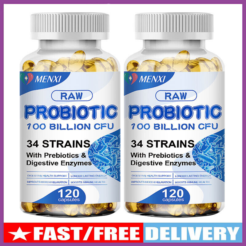 240 Probiotics Capsules w/ Digestive Enzymes -Gut Health Support Relief Bloating