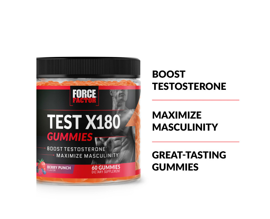 Force Factor Test X180 Gummies Testosterone Booster, 60 Gummies