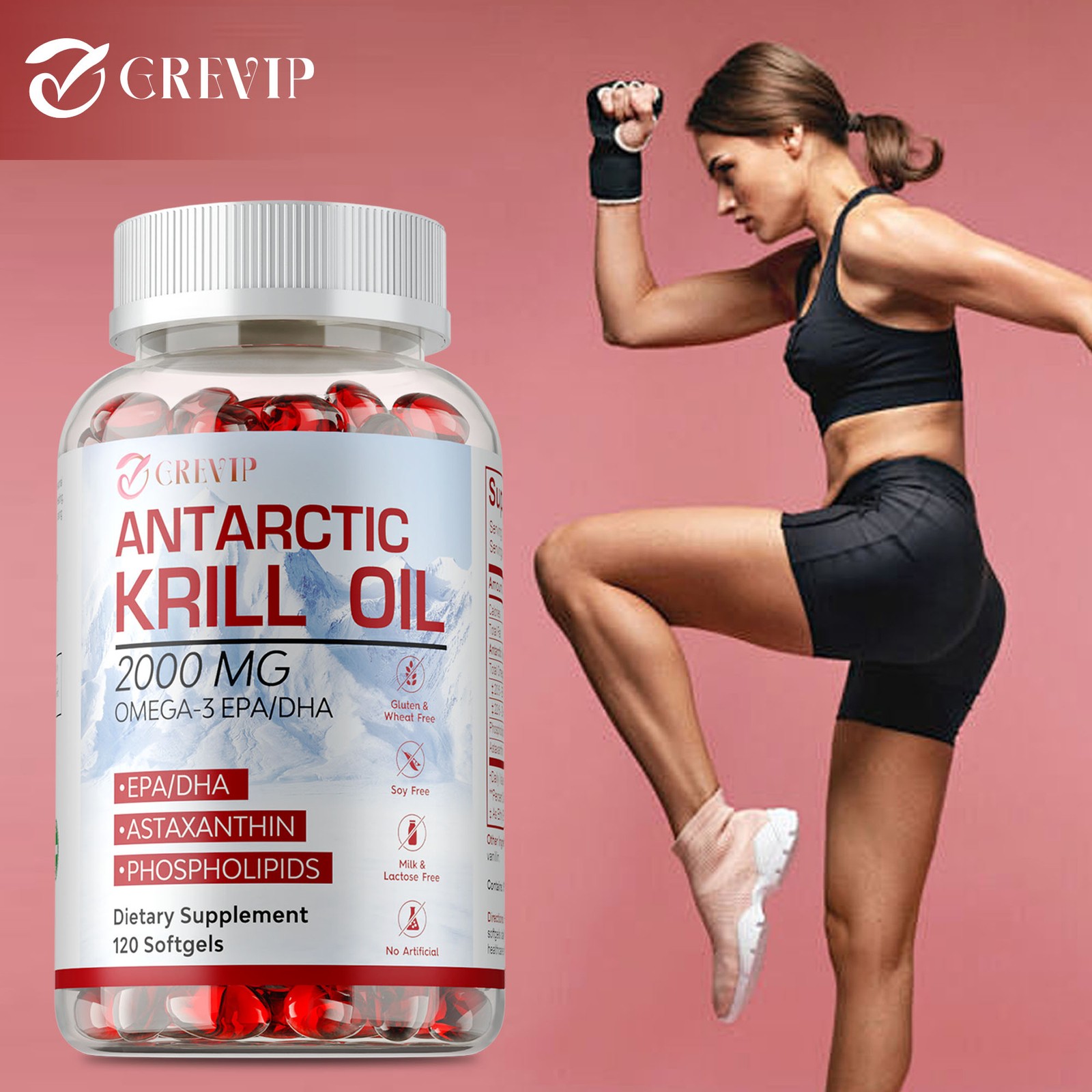 Antarctic Krill Oil Capsules – with Omega-3 EPA,DHA,Astaxanthin & Phospholipids