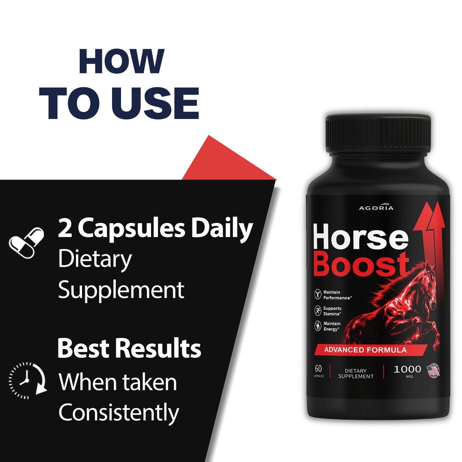 (1 Pack) Horse Boost Pills Male Health Support Formula HorseBoost 60 Capsules