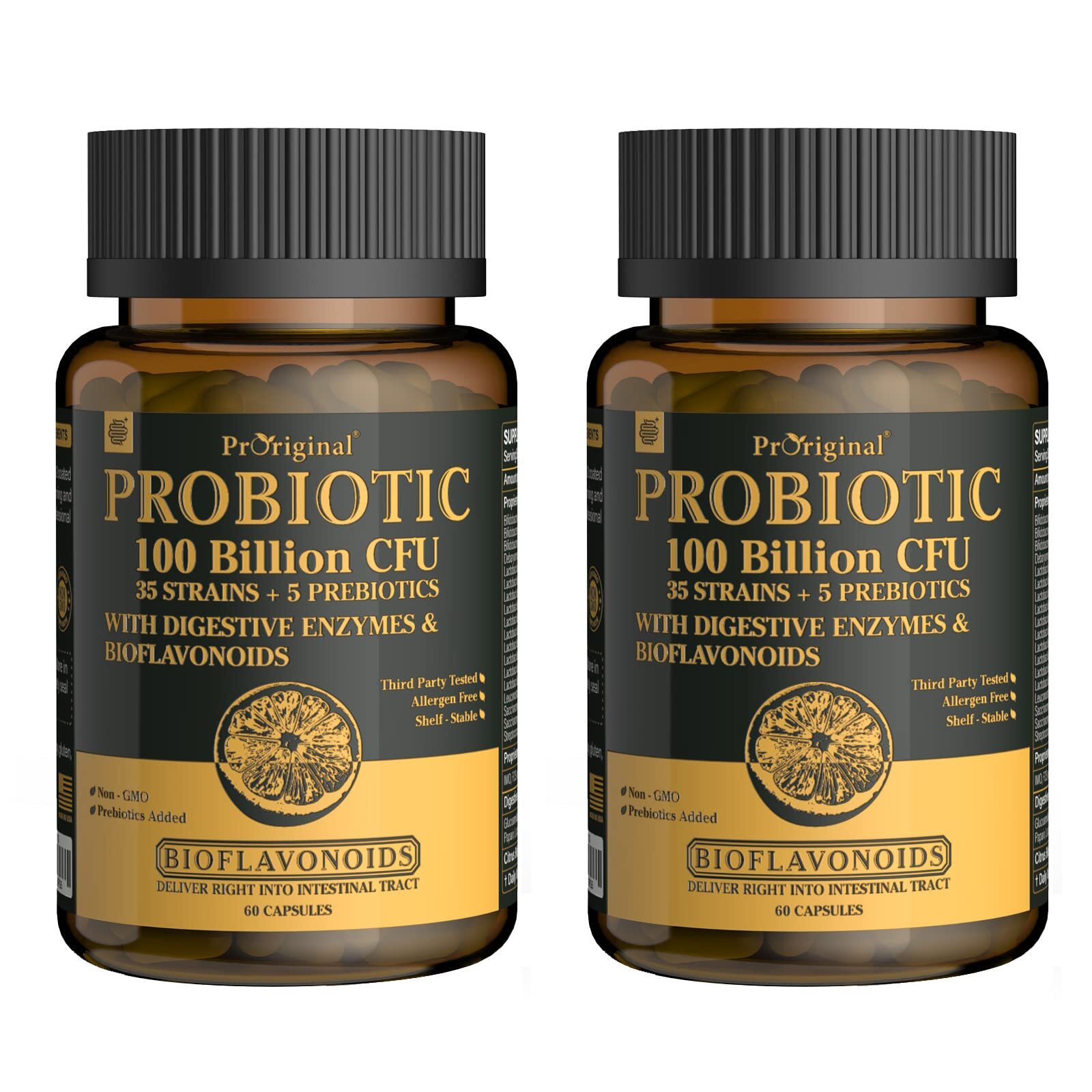 PROBIOTICS with Prebiotics Men Women Gut Digestive Health 60ct 2 Pack PRORIGINAL