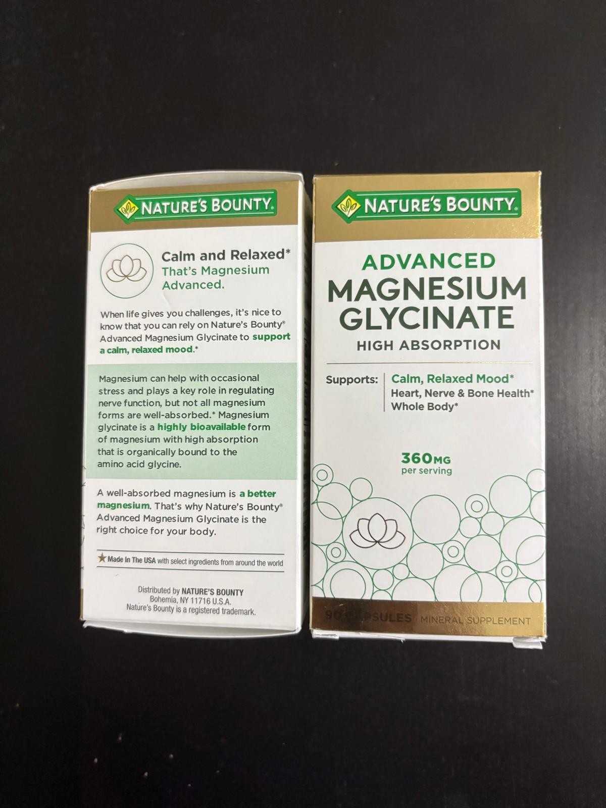 2 UNITS-ADVANCED MAGNESIUM GLICINATE-360 MG-90 CAPSULES EXP :06/2028