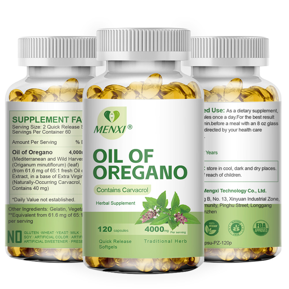 120pcs Oil of Oregano – with Carvacrol Olive Non-GMO Oil- Natural Immune Support