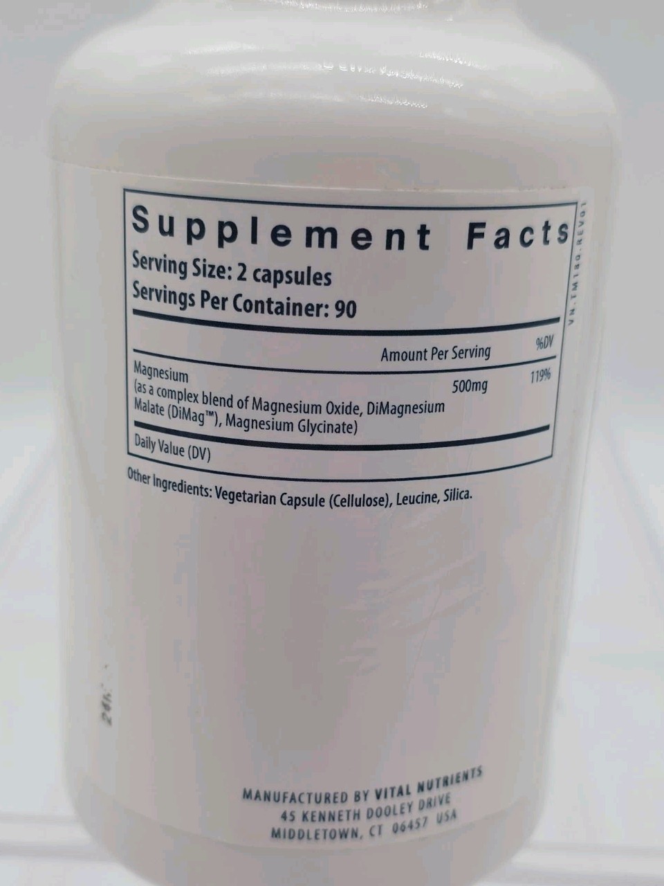 Vital Nutrients Triple Magnesium Complex 180 Vegan Capsules 500 mg Exp 11/27