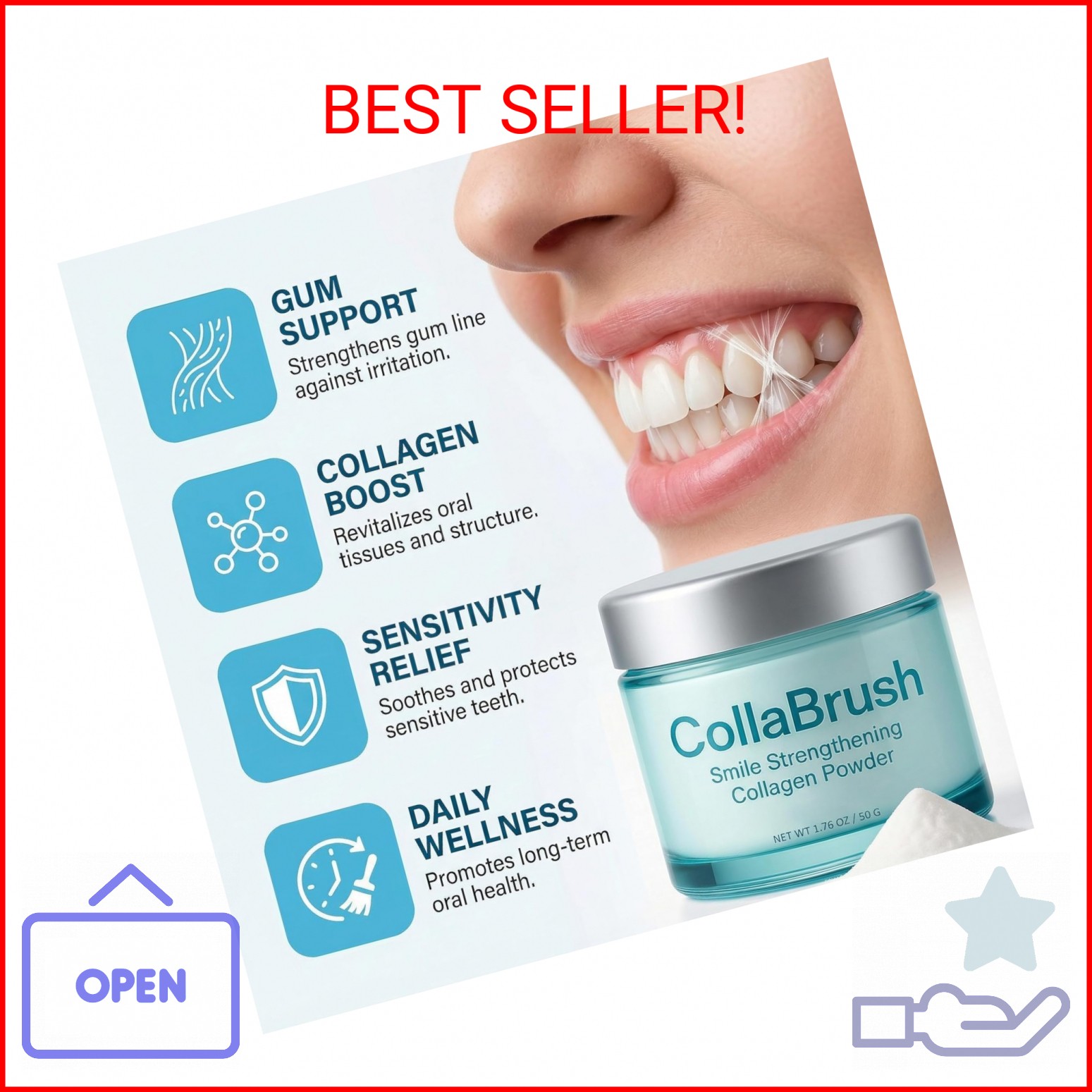 Collagum Smile Strengthening Collagen Powder, Collagen Tooth – Hydroxyapatite To