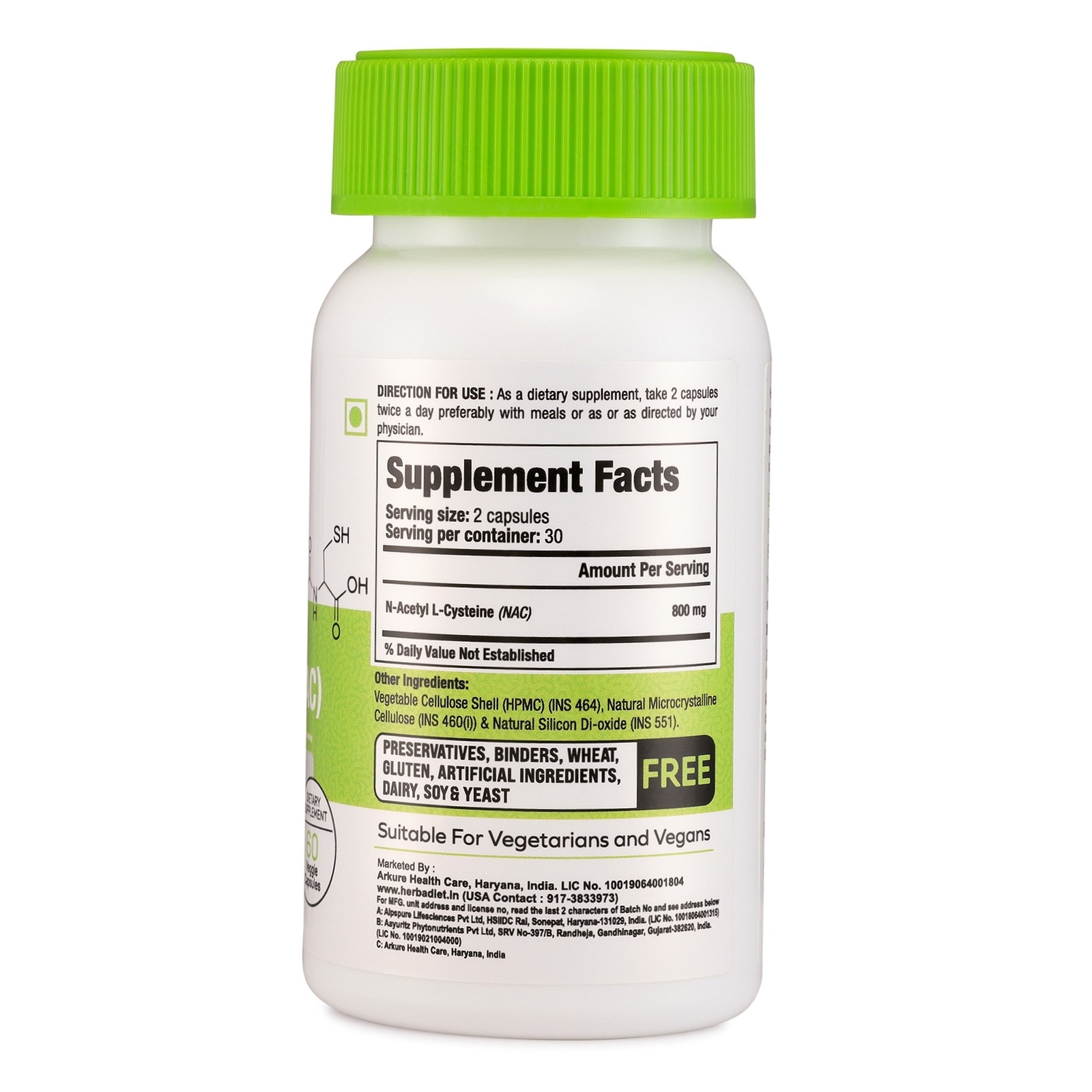 NAC N-Acetyl L-Cysteine Veg Capsules Antioxidant 800mg Best NAC Supplement Amino