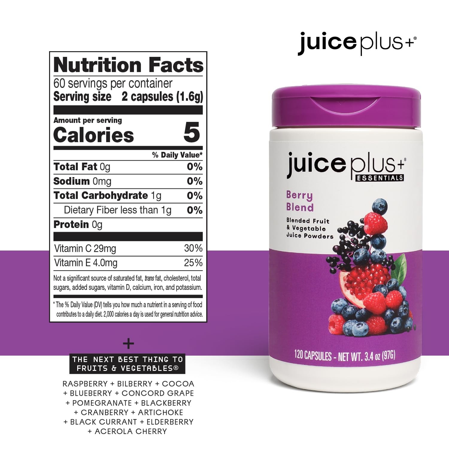 JuicePlus+ Fruit Vegetable & Berry Blend Nutrient-Packed Ingredients For Hear…