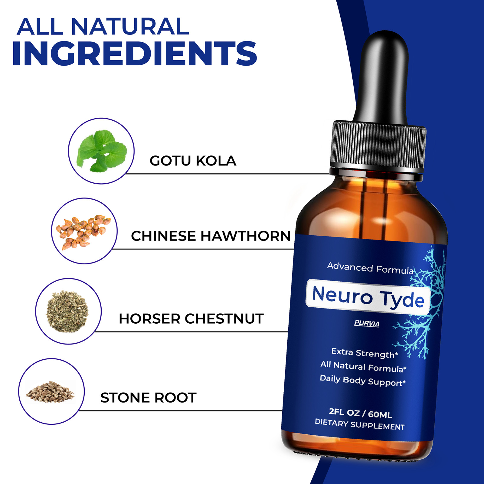 NeuroTyde Drops Liquid Brain Health Supplement Memory Focus Mental Clarity (2oz)