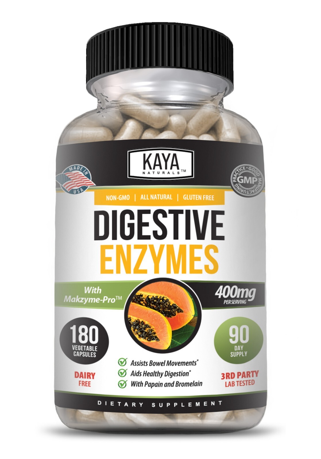 Digestive Enzymes Probiotics & Bromelain 180ct Constipation Bloating Gut Relief