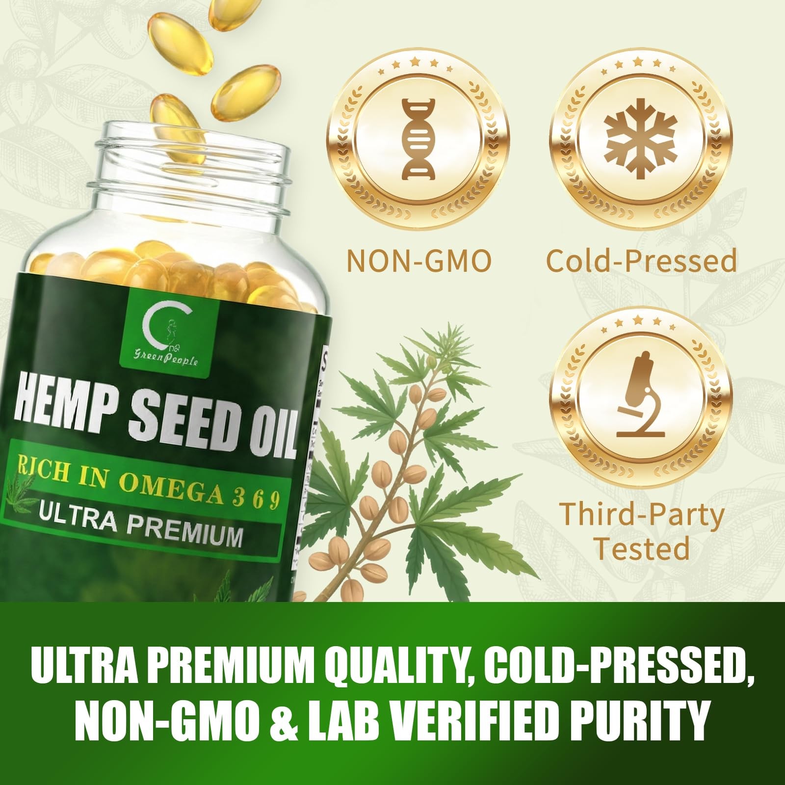 Gpgp Greenpeople 2 Packs Hemp Seed Oil Capsules Flaxseed Oil – Rich In Omega 3