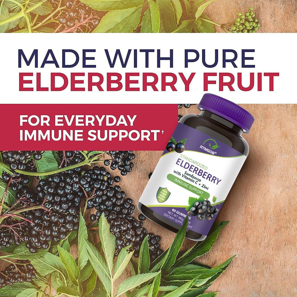 1/2/3pcs Elderberry Gummies with Zinc Vitamin C, D – Sambucus Elderberry Gummies