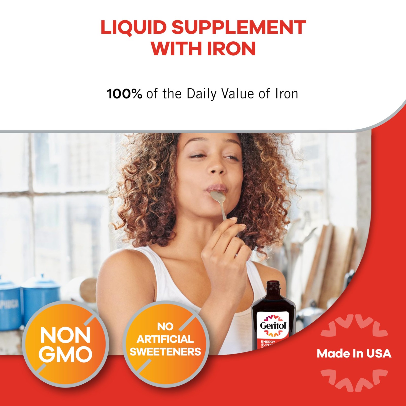 Geritol Liquid Vitamin and Iron Supplement, 12 Fl Oz (Pack of 1), Brown