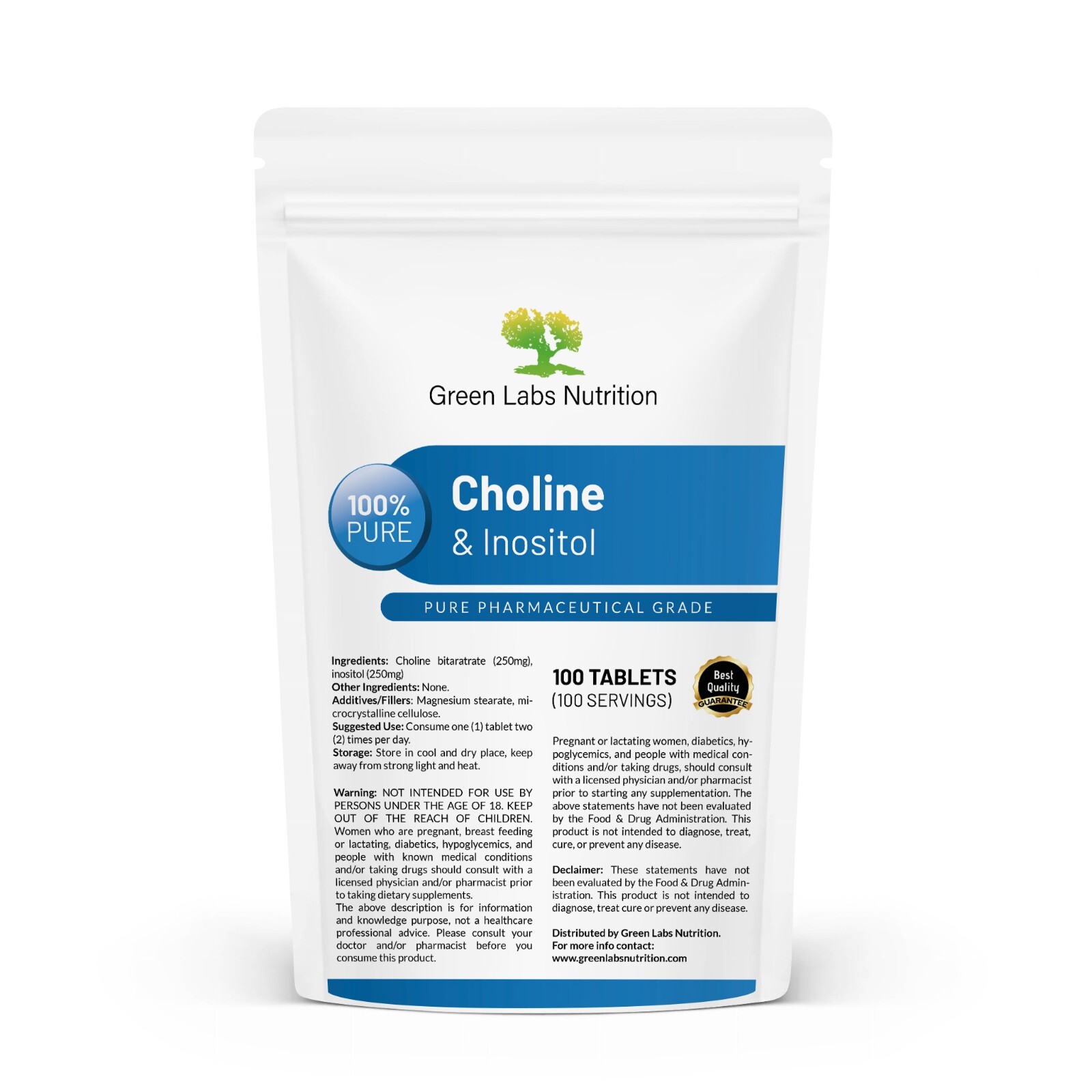 Choline & Inositol 1000 mg Tablets – High Strength, Mood, Memory & Liver Support