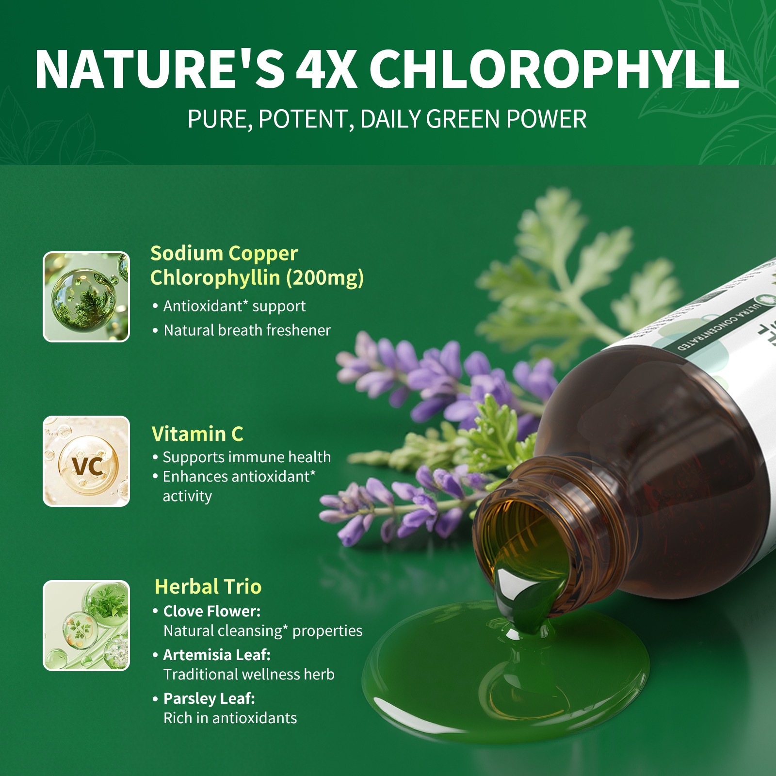 Liquid Chlorophyll Drops – Cleanse & Support Your Immune System & Energy Natural