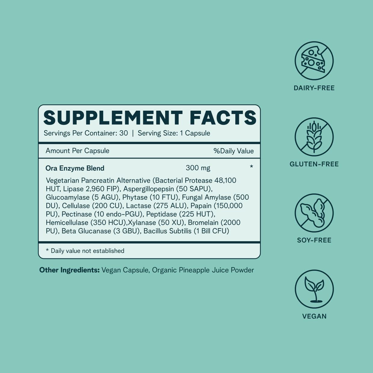 Ora Organic MultiEnzyme Supplement Vegan, Gluten Free Enzymes for Digestion …