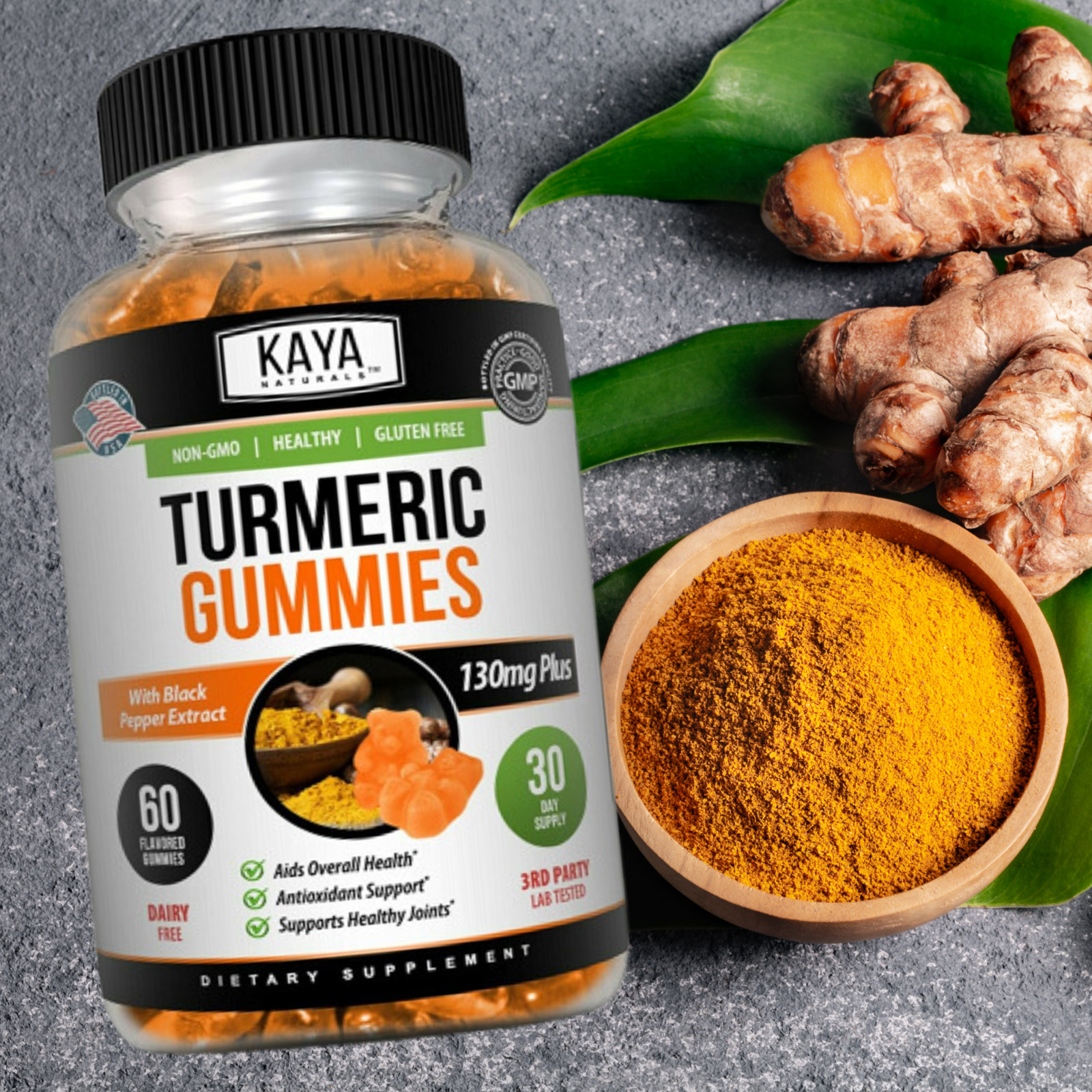 (2 Pack) Turmeric Curcumin Ginger Gummies 60 Count, Pain Relief & Joint Support