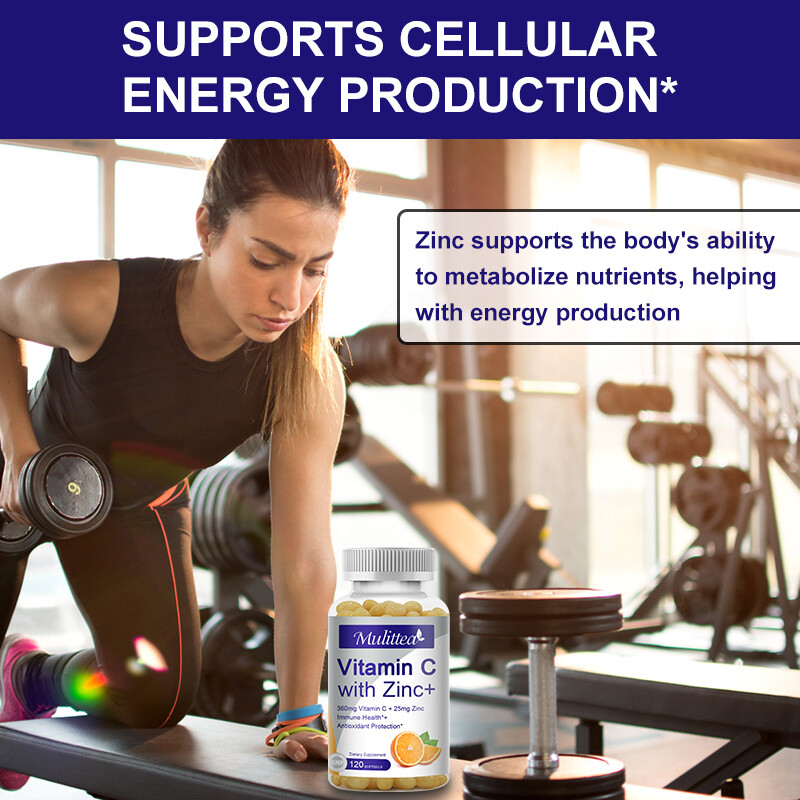 Vitamin C Capsules 1000Mg with Zinc Powerful Immune Support Antioxident 60/120PC