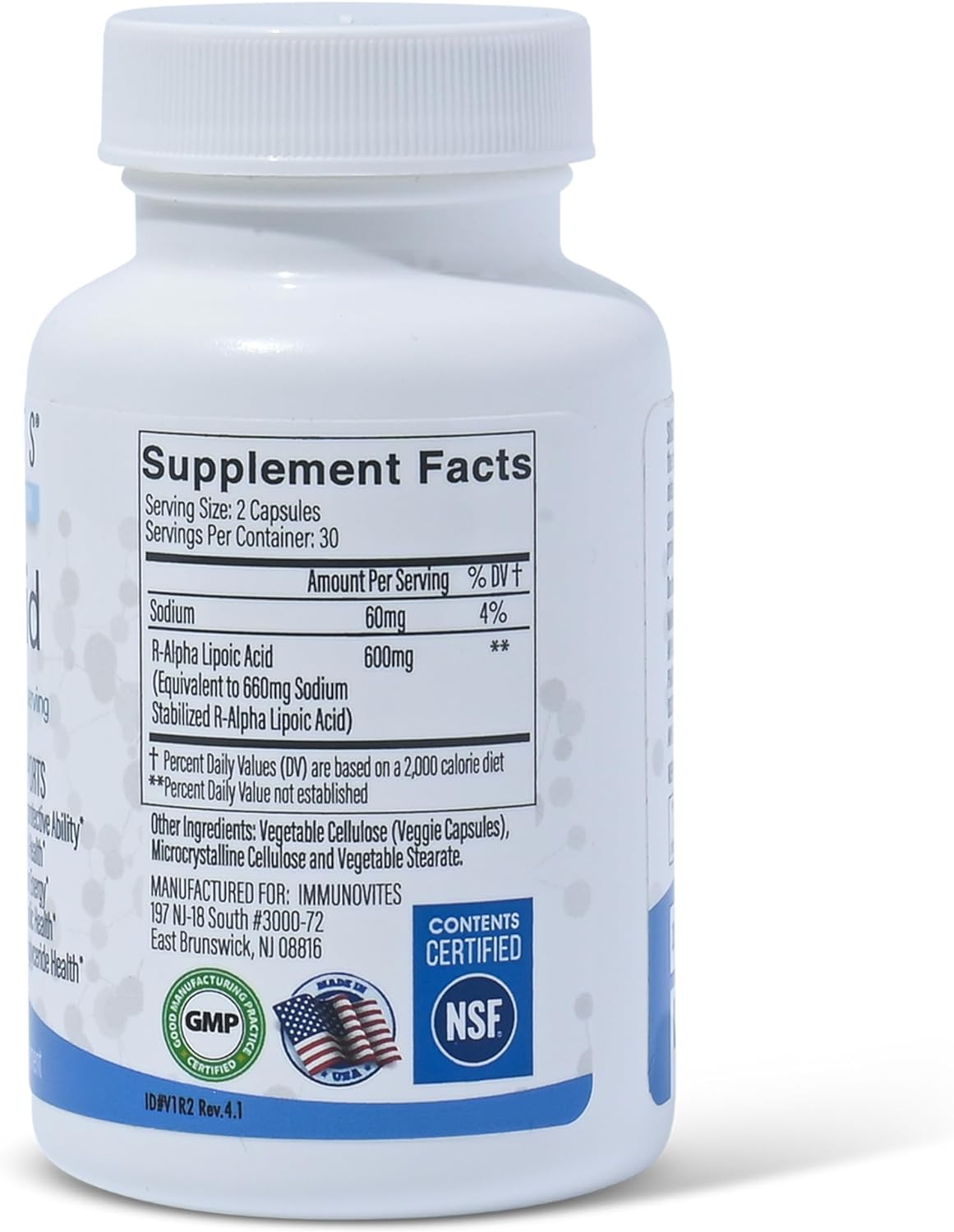 Stabilized R-Alpha Lipoic Acid True 600Mg per Serving High Potency Up To 40X Inc