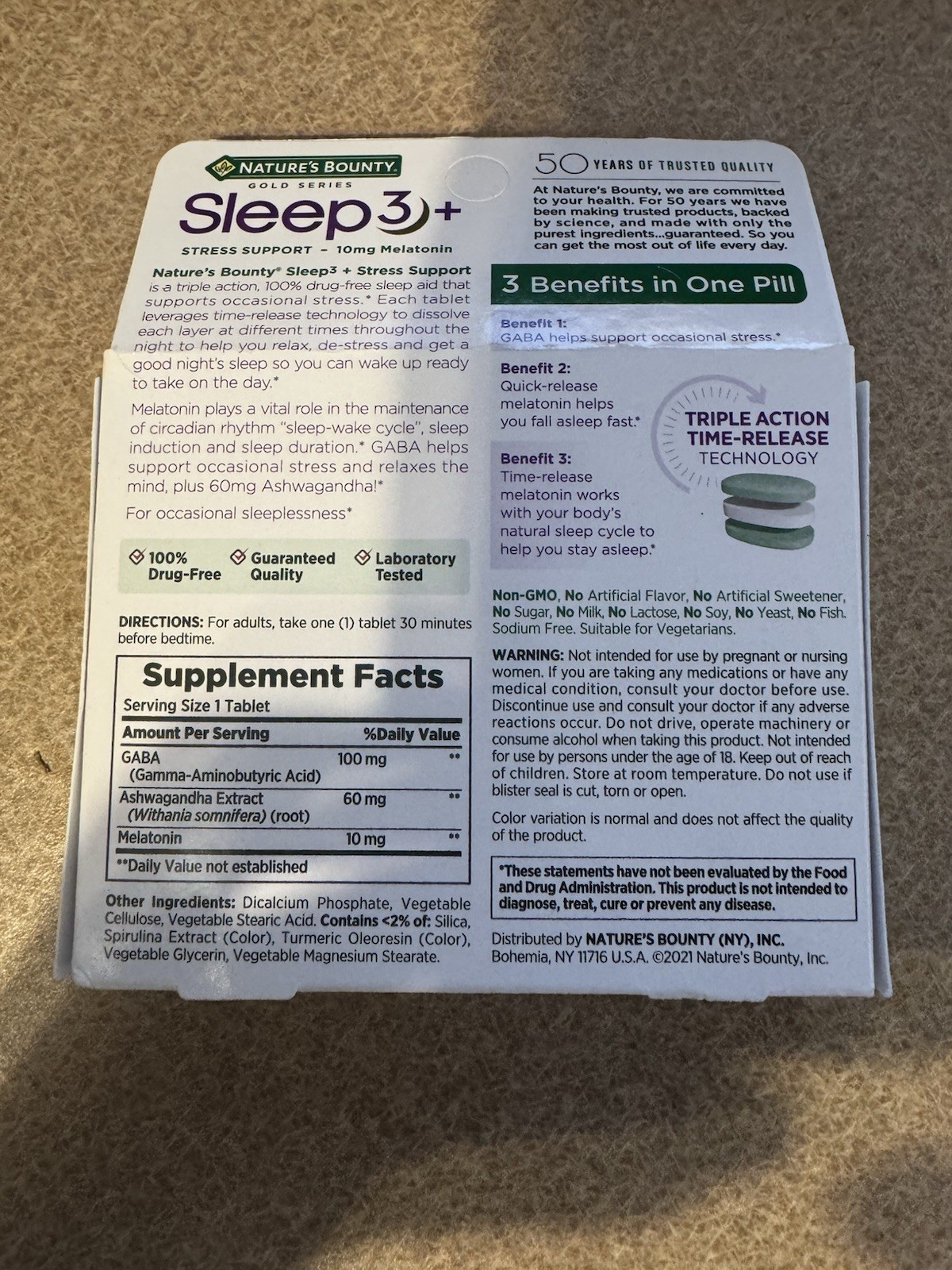 Nature’s Bounty Sleep3 Stress Support Drug Free SleepAid EX 10/2025