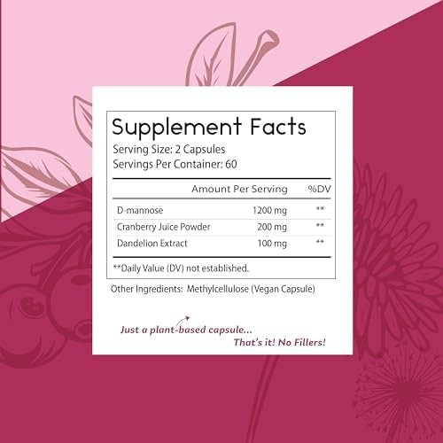 Toms Remedies D-mannose 1200mg – Urinary Tract Flush -Cranberry & Dandelion |…