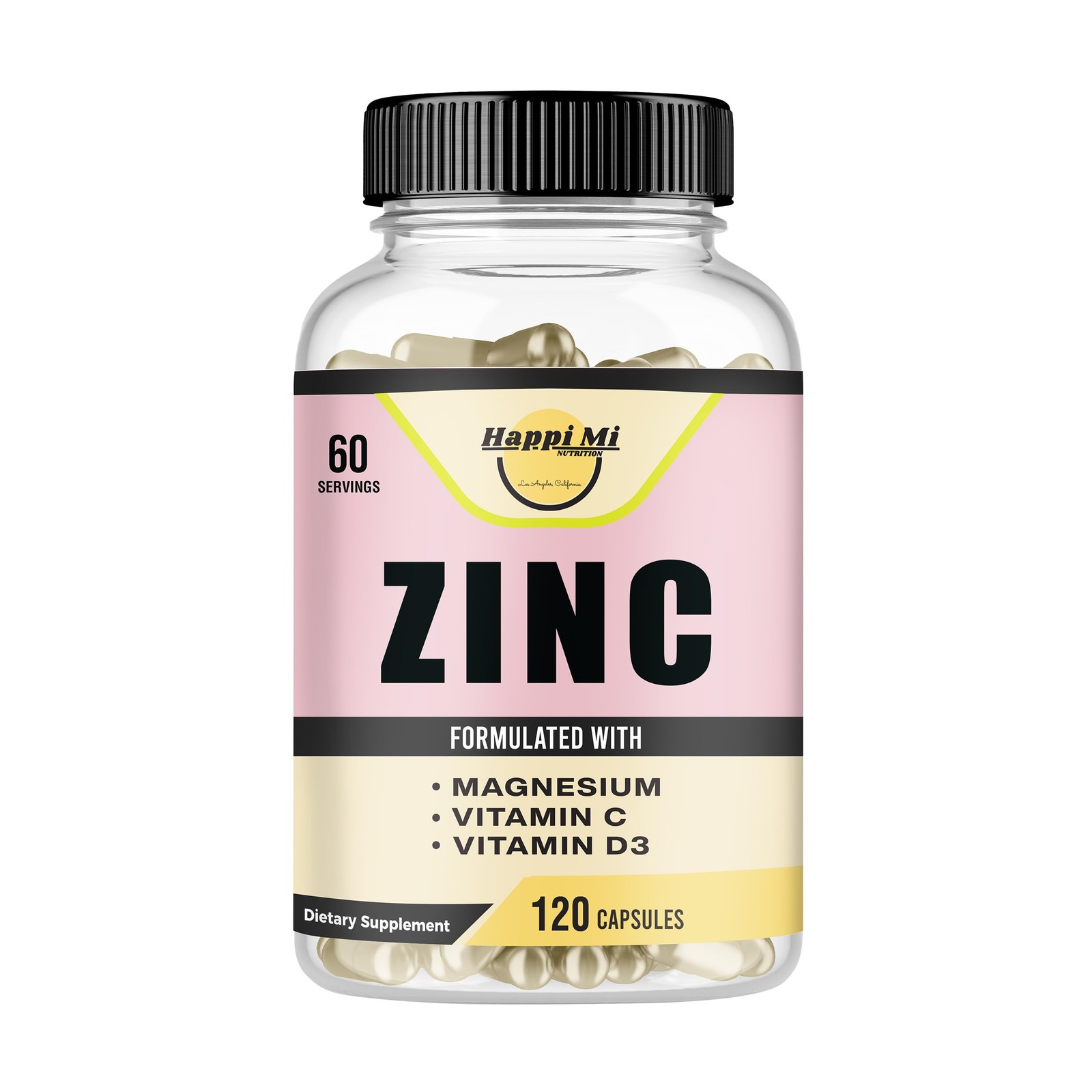 Happi Mi Nutrition Zinc, Zinc 100mg, Magnesium 120 Count (Pack of 1)