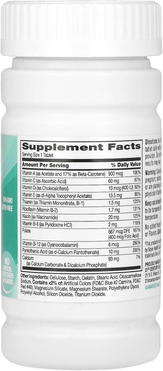 Gluten-Free One Daily Essential Multivitamin Tablets – 100 Easy-To-Swallow Count