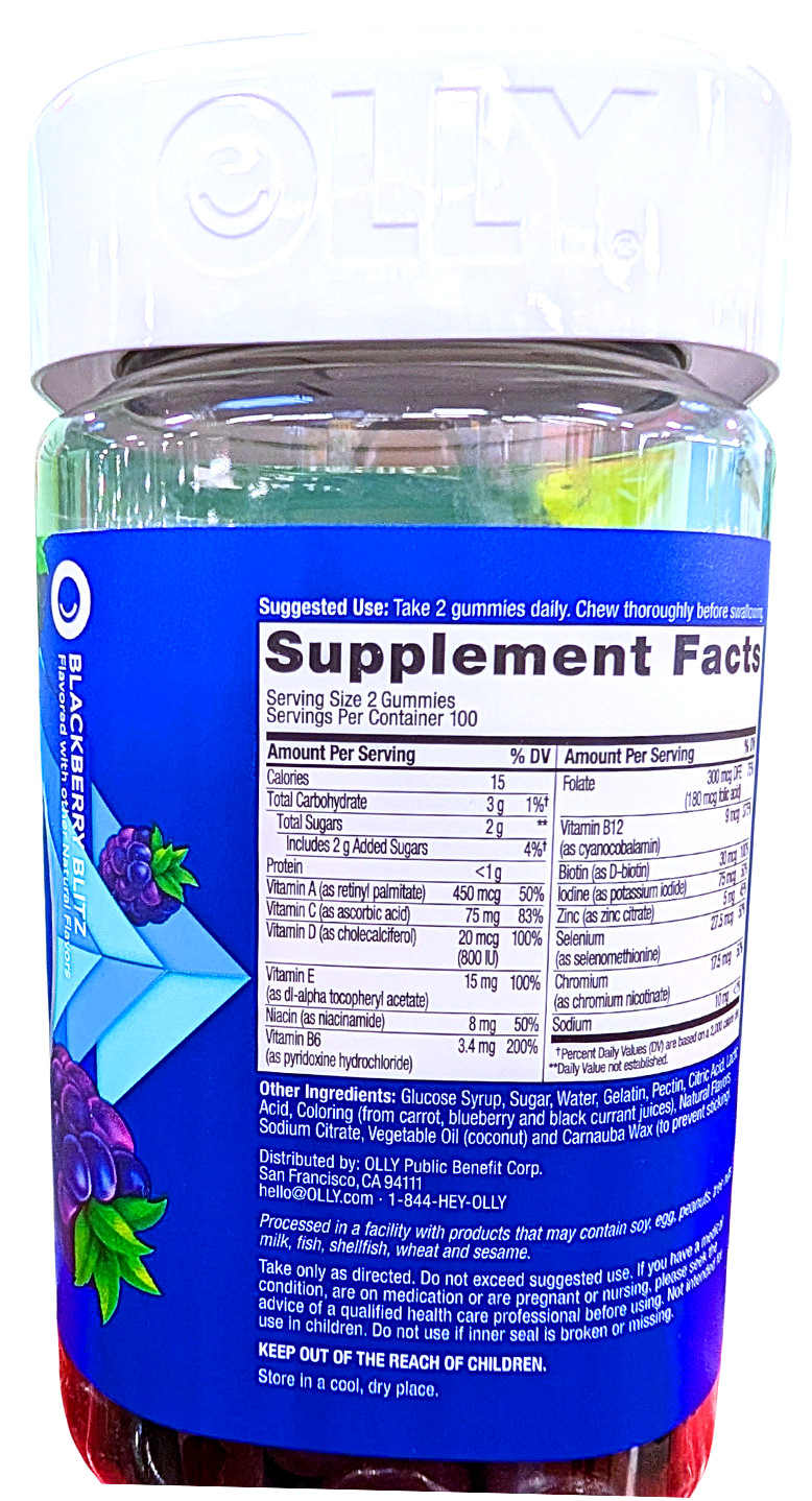OLLY Men’s Multivitamin Gummy Blackberry 200 Count 09/2026