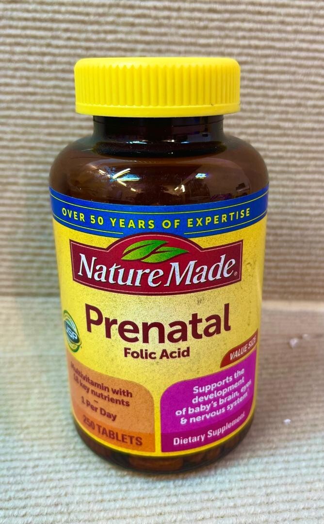 Nature Made Prenatal Multivitamin with Folic Acid 250 Tablets EXP 07/2025