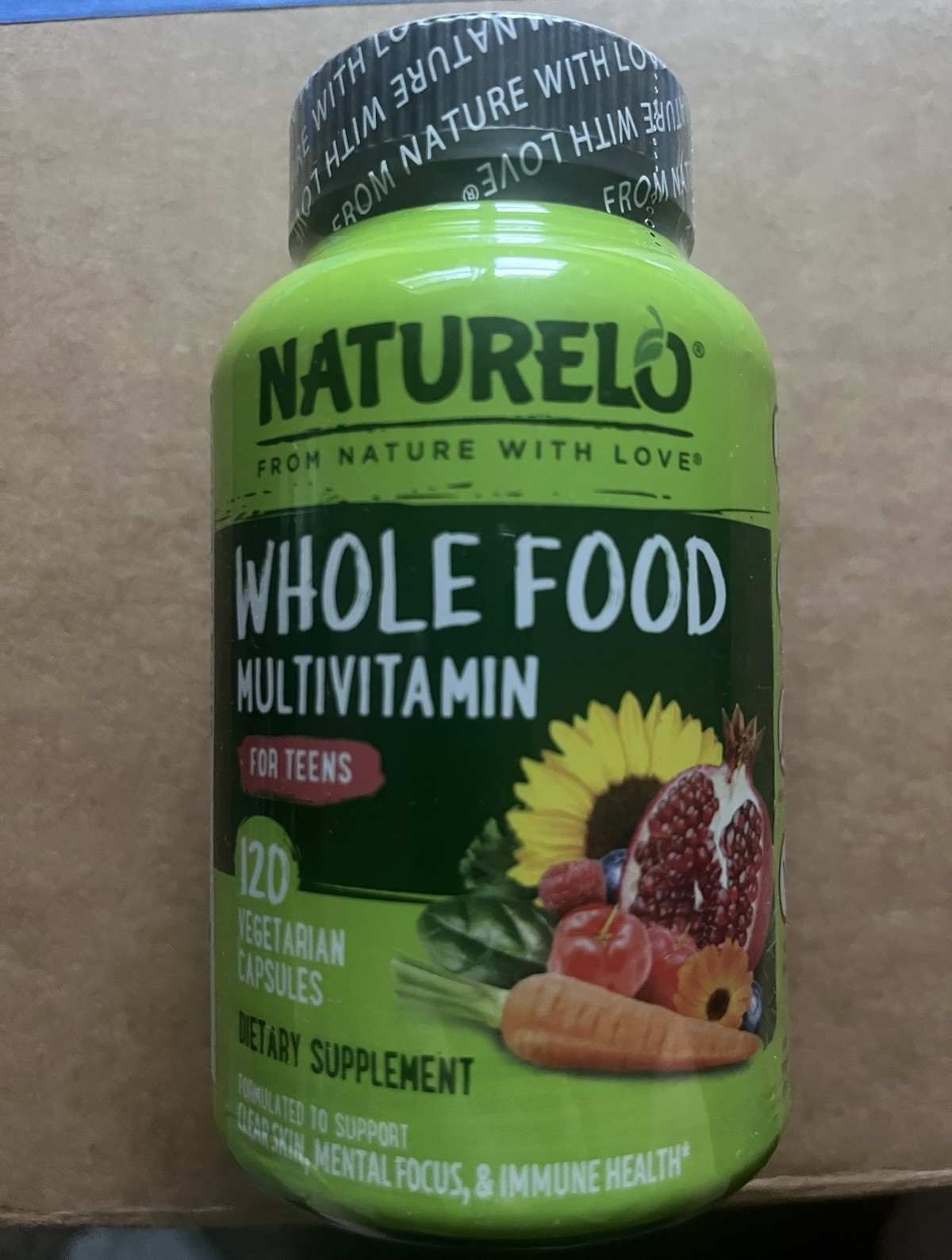 NATURELO Whole Food Multivitamin for Teens Vegan Gluten-Free 120 Capsules