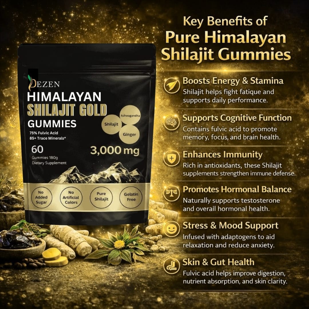 DEZEN Organic Himalayan Shilajit Gummies 3000mg for Energy & Wellness Supplement