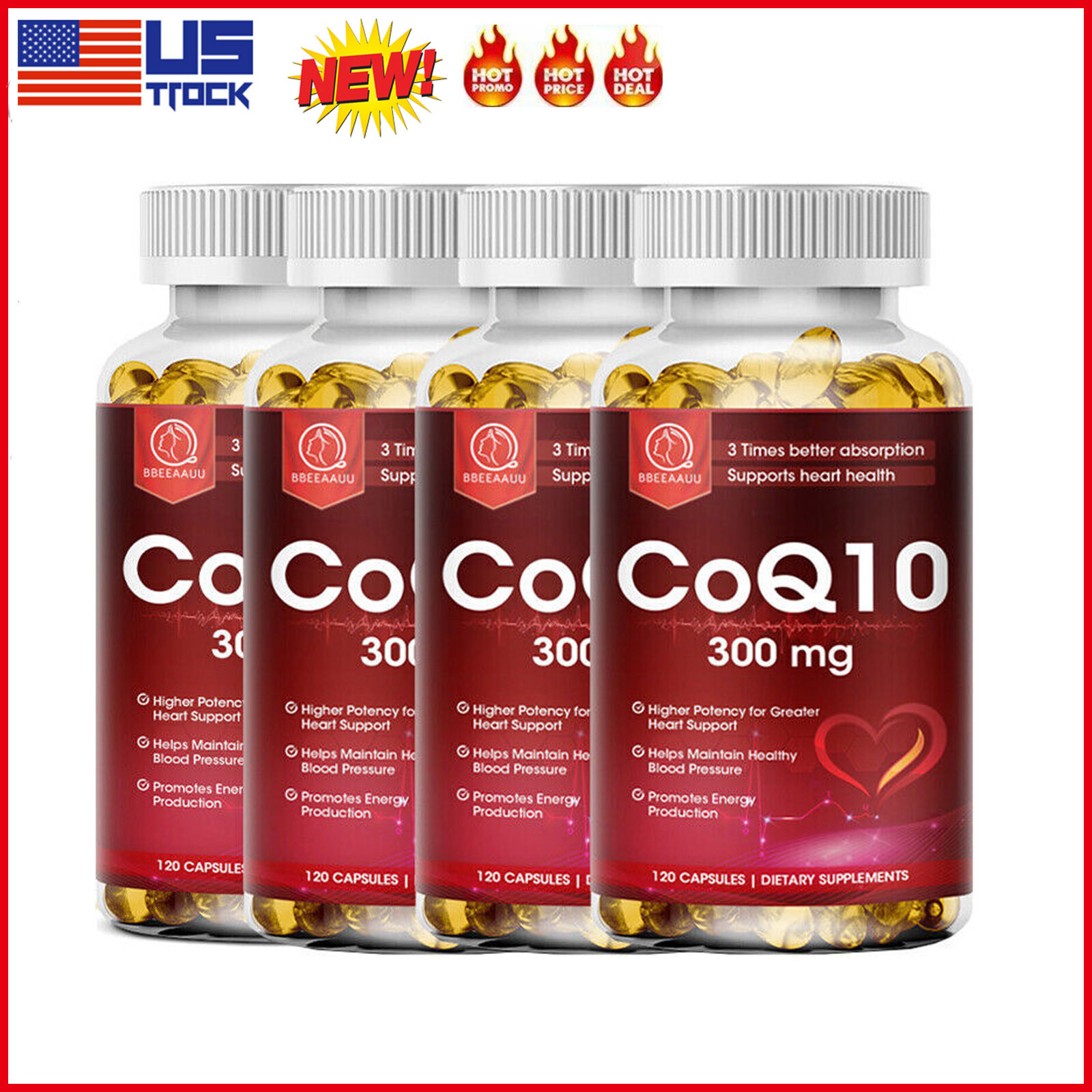 COQ 10 Coenzyme Q-10 300mg Heart Health Support, Increase Energy & Stamina 120PC