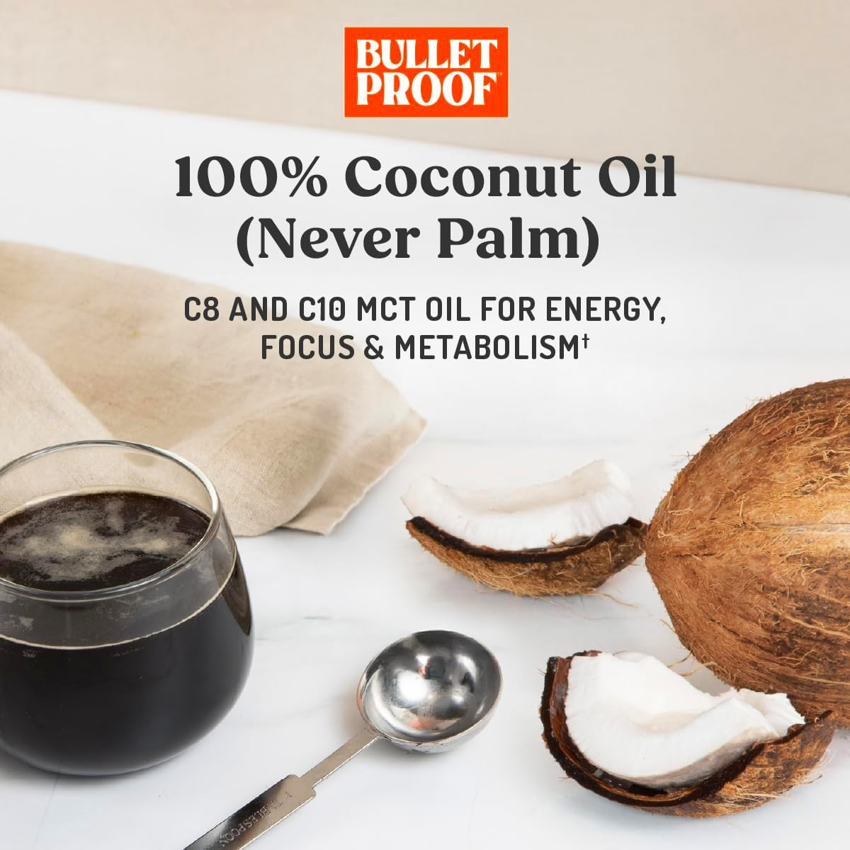 C8 & C10 MCT Oil, 100% Pure Coconut Oil, Triple-Distilled for Sustained Keto Ene